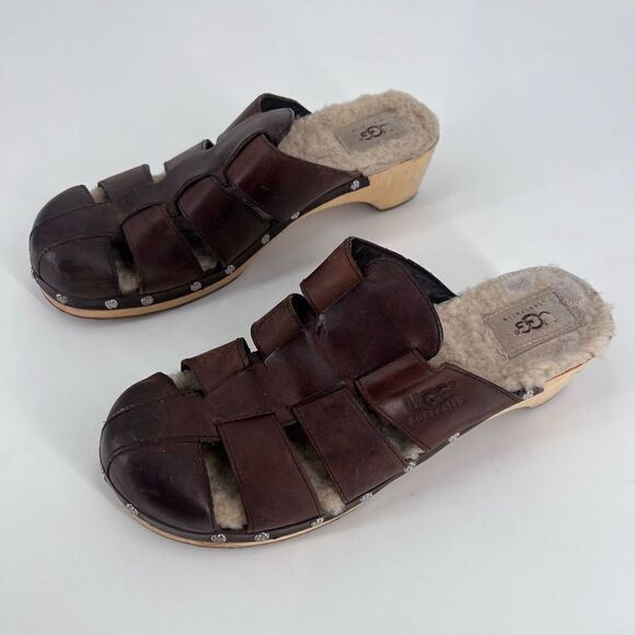Ugg Fisherman Ore Clogs Sherpa lined Gaucho shoes sandals Size 9 - Picture 2 of 11